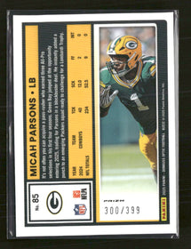 2025 Donruss Optic Neon Blue Micah Parsons #/399 #85