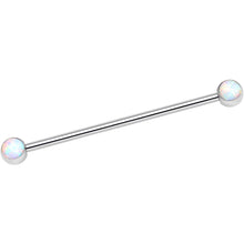 316L Stainless Steel White Faux Opal Industrial Barbell 36mm