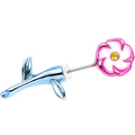 316L Stainless Steel Blue Pink Flower Cheater Taper