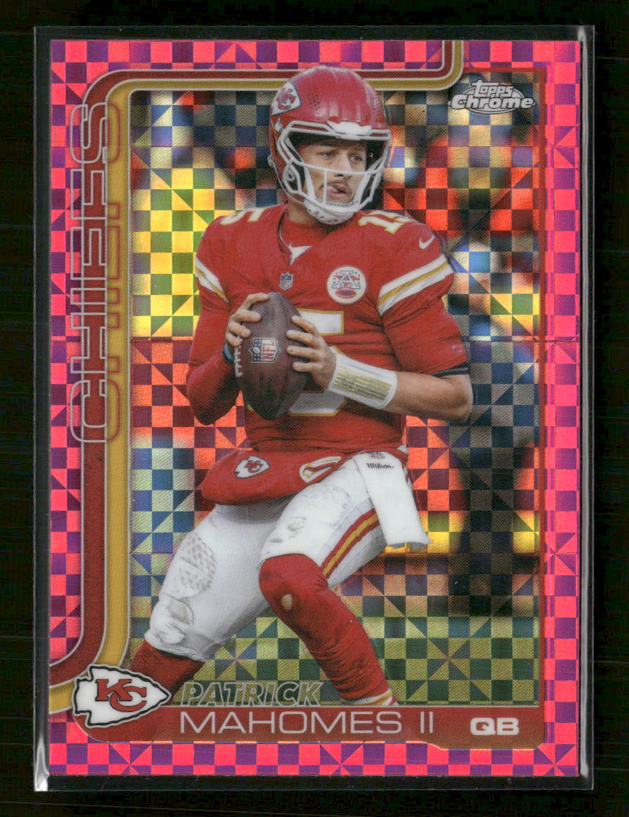 2025 Topps Chrome Hot Pink X-Fractor Patrick Mahomes II #148