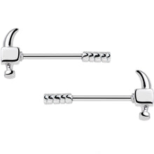 14G 5/8 Stainless Steel Nailed It Hammer Nipple Barbell Set