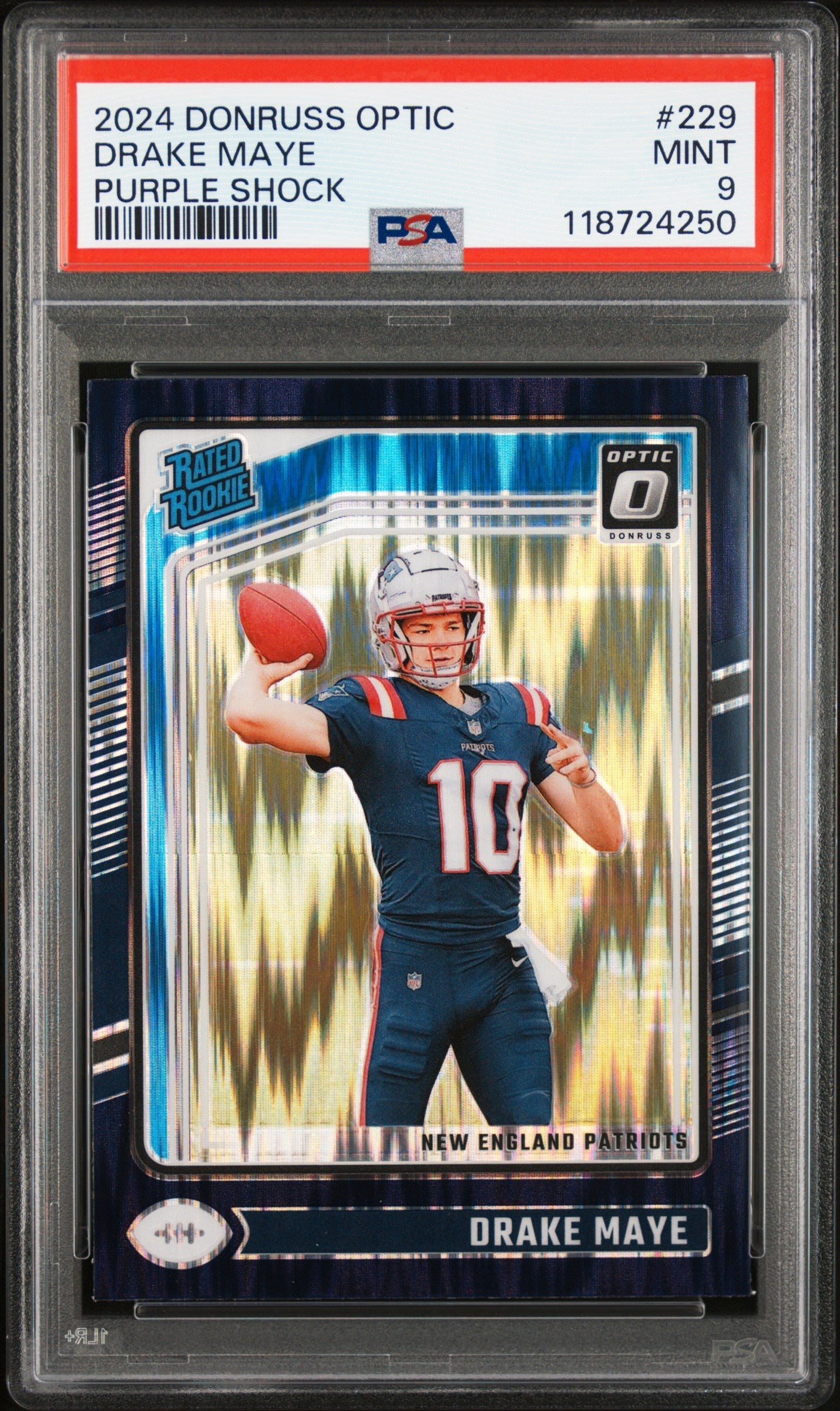 2024 Panini Donruss Optic Purple Shock Drake Maye 9 PSA #229