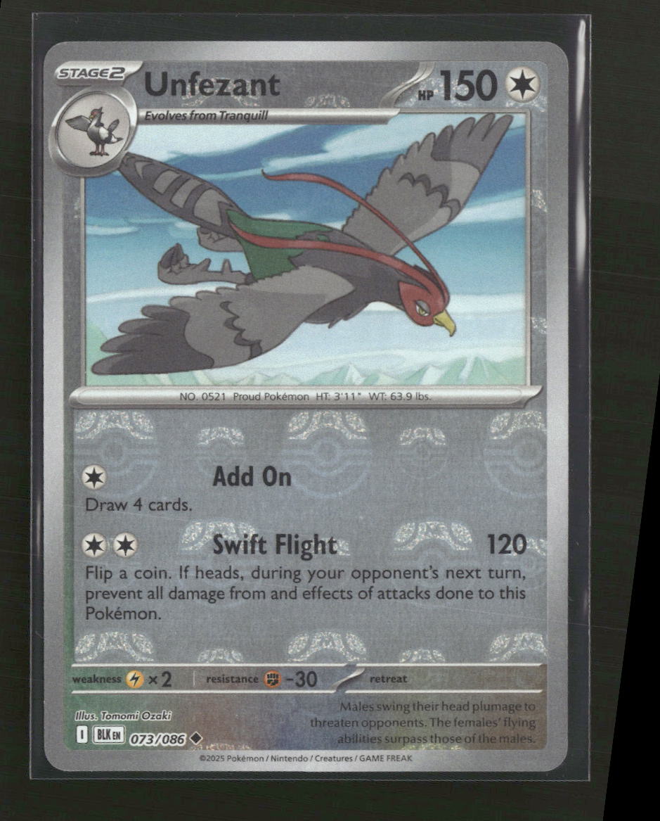SV: Black Bolt Unfezant (Master Ball Pattern) #073/086