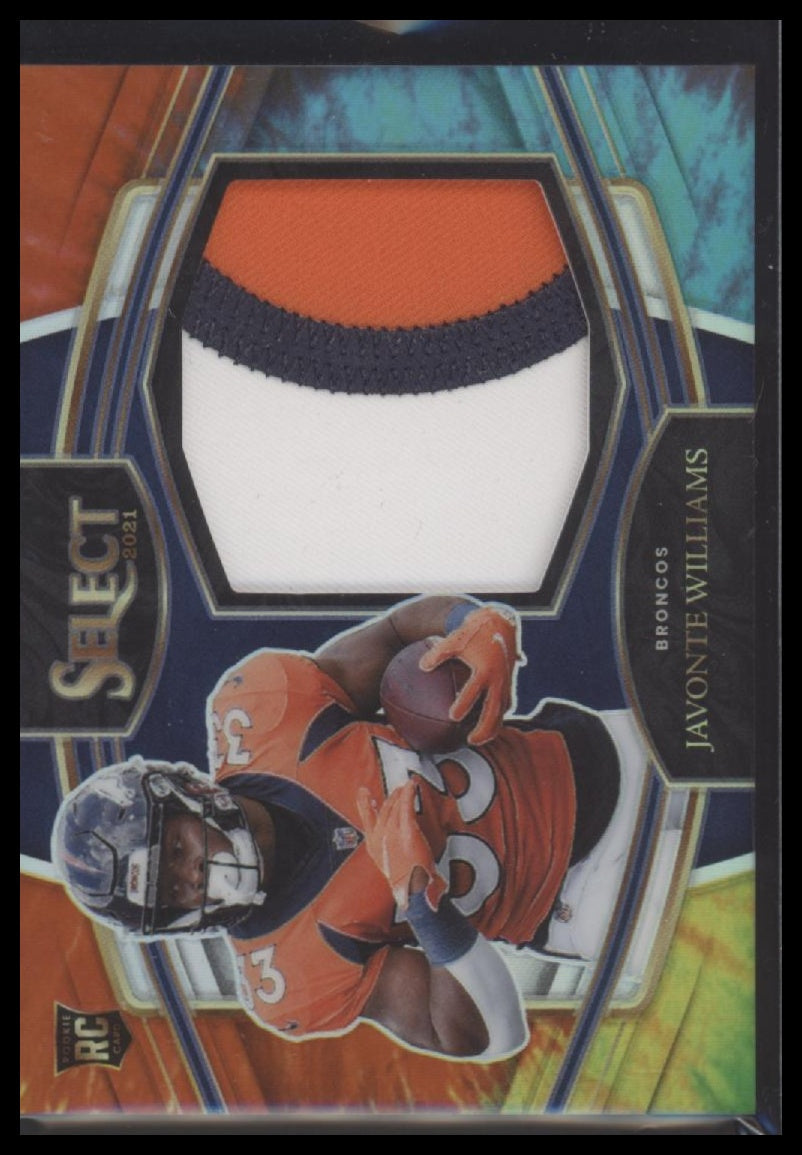2021 Panini Select Rookie Swatch Tie-Dye Prizm Javonte Williams #/25 #JS-JWI