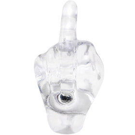 14G 5/8 Clear Acrylic Flip the Middle Finger Barbell Tongue Ring
