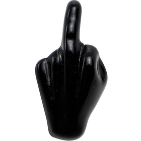14G 5/8 Black Acrylic Flip the Middle Finger Barbell Tongue Ring