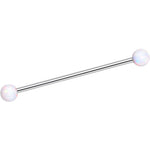 316L Stainless Steel White Faux Opal Ended Industrial Barbell 35mm
