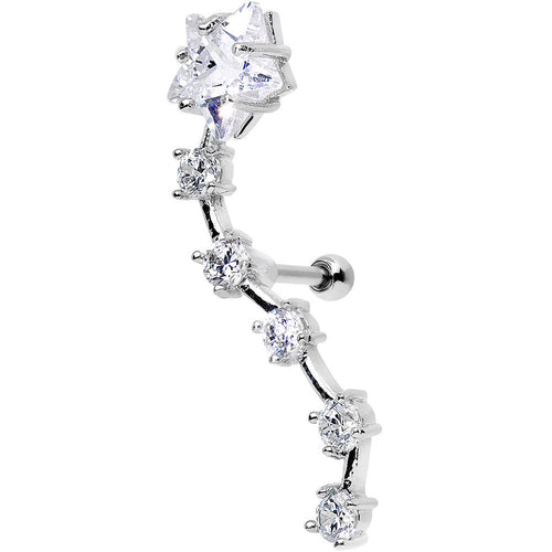 Stainless Steel CZ Shooting Star Right Tragus Cartilage Earring
