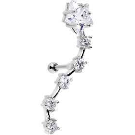 Stainless Steel CZ Shooting Star Left Tragus Cartilage Earring