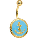 Gold Plated Blue Anchor Seal Belly Ring