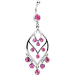 Pink Gem Victorian Chandelier Dangle Belly Ring