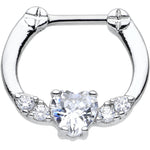 16G Stainless Steel Clear Gem Bright Heart Septum Clicker