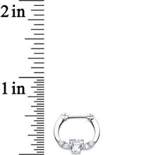 16G Stainless Steel Clear Gem Bright Heart Septum Clicker