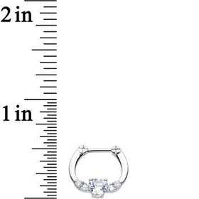 16G Stainless Steel Clear Gem Bright Heart Septum Clicker