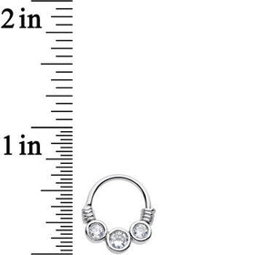 16G Stainless Steel Triple Bezel Clear Circle Septum Clicker