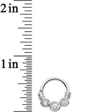 14G Stainless Steel Triple Round Clear Bezel Gem Septum Clicker