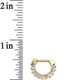14G Gold Plated Golden Royal Parade Clear Gem Septum Clicker