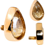 14G 14k Yellow Gold Sunset Yellow Teardrop Dermal Anchor Top