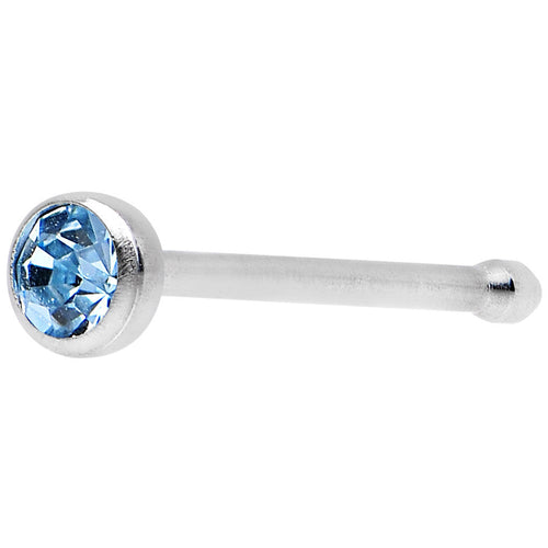 22G Press Fit Aqua Gem Stainless Steel Nose Bone