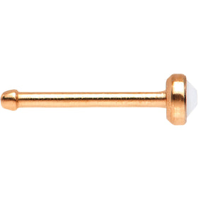 Rose Gold IP 2mm White Imitation Opalite Stone Nose Bone