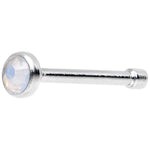 Stainless Steel 2mm White Imitation Opalite Stone Nose Bone
