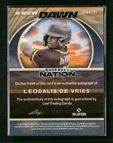 2025 Leaf Nation A New Dawn Auto Sparkles Blue #/7 Leodalis De Vries #NA-LDV