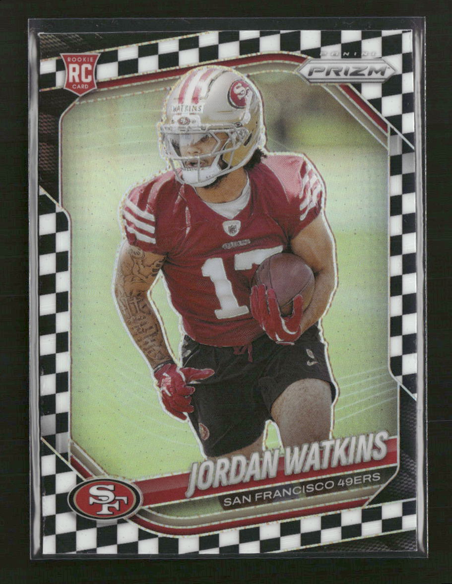 2025 Panini Prizm Black and White Checker Jordan Watkins #389