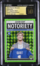 2025 Mosaic Green Fluorescent Notoriety #/10 Jaxson Dart CGC Pristine 10 #11