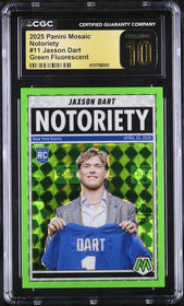 2025 Mosaic Green Fluorescent Notoriety #/10 Jaxson Dart CGC Pristine 10 #11