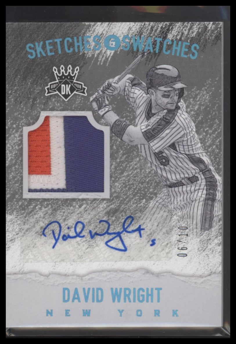 2005 Upper Deck Sweet Spot Signatures Patch Blue Ink David Wright #/10 #SS-DW