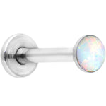 16G 5/16 Steel 3mm Synthetic White Opal Internal Thread Labret