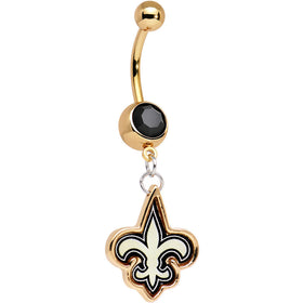 Officially Licensed NFL New Orleans Saints Dangle Belly Ring