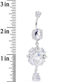 925 SilverClear CZ Pretty Princess Dangle Belly Ring