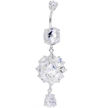 925 SilverClear CZ Pretty Princess Dangle Belly Ring