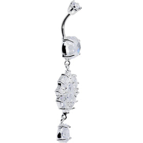 925 SilverClear CZ Pretty Princess Dangle Belly Ring