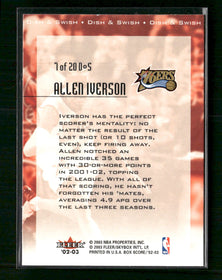 2002-03 Fleer Box Score Dish and Swish Allen Iverson #7 D&S