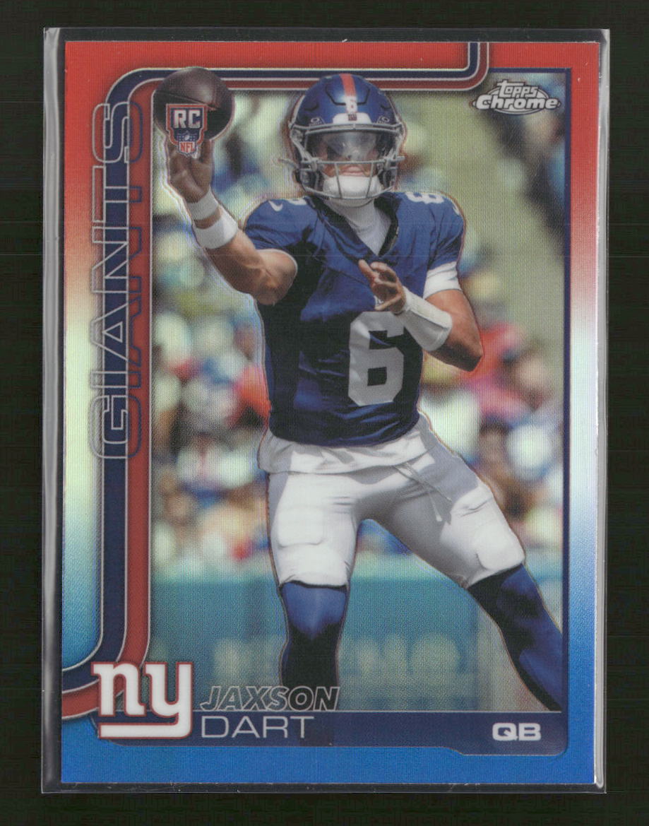 2025 Topps Chrome Red White and Blue Refractor Jaxson Dart Rookie #306