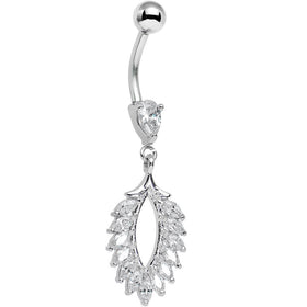 Clear CZ Gem Light as a Feather Dangle Belly Ring