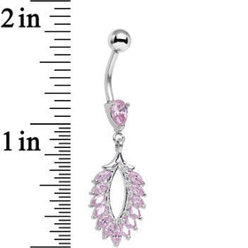 Pink CZ Gem Light as a Feather Dangle Belly Ring