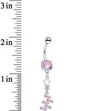 Pink CZ Gem Straight From the Heart Dangle Belly Ring