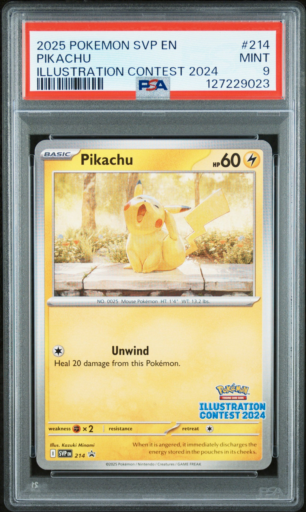 2025 Pokemon SVP EN Illustration Contest 2024 Pikachu 9 PSA #214