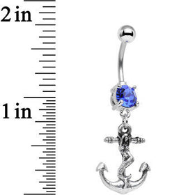Royal Blue Gem Mermaid's Anchor Dangle Belly Ring