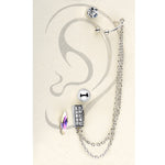 Silver Tone Aurora Marquis Clear Chain Ear Cuff Stud Earring Set