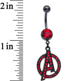 Officially Licensed Red CZ Avengers Logo Charm Dangle Belly Ring