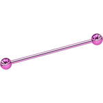 Pink Anodized Titanium Double Gem Industrial Barbell 35mm