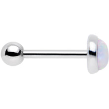 18G 5/16 Steel 5mm Synthetic White Opal Cartilage Earring