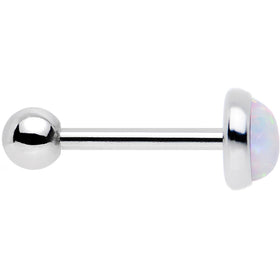 18G 5/16 Steel 5mm Synthetic White Opal Cartilage Earring