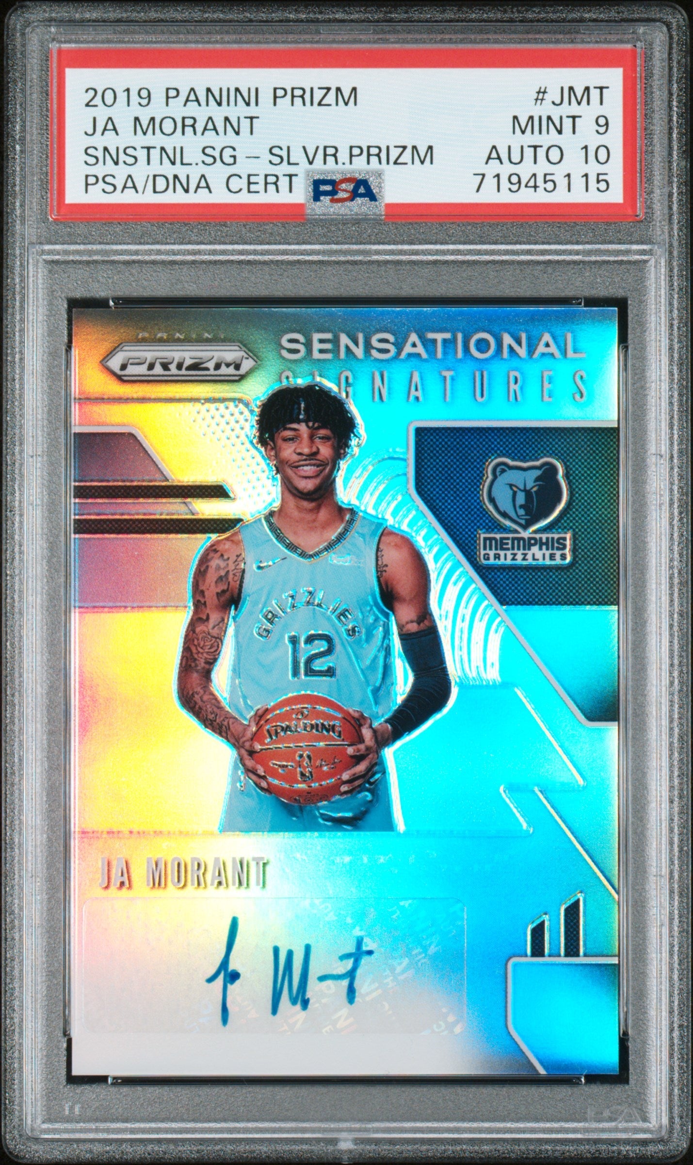 2019 Panini Prizm Sensational Signatures Ja Morant 9 Auto PSA #JMT