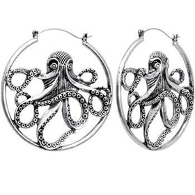 Octopus Tunnel Plug Hoop Hanger Earring Set
