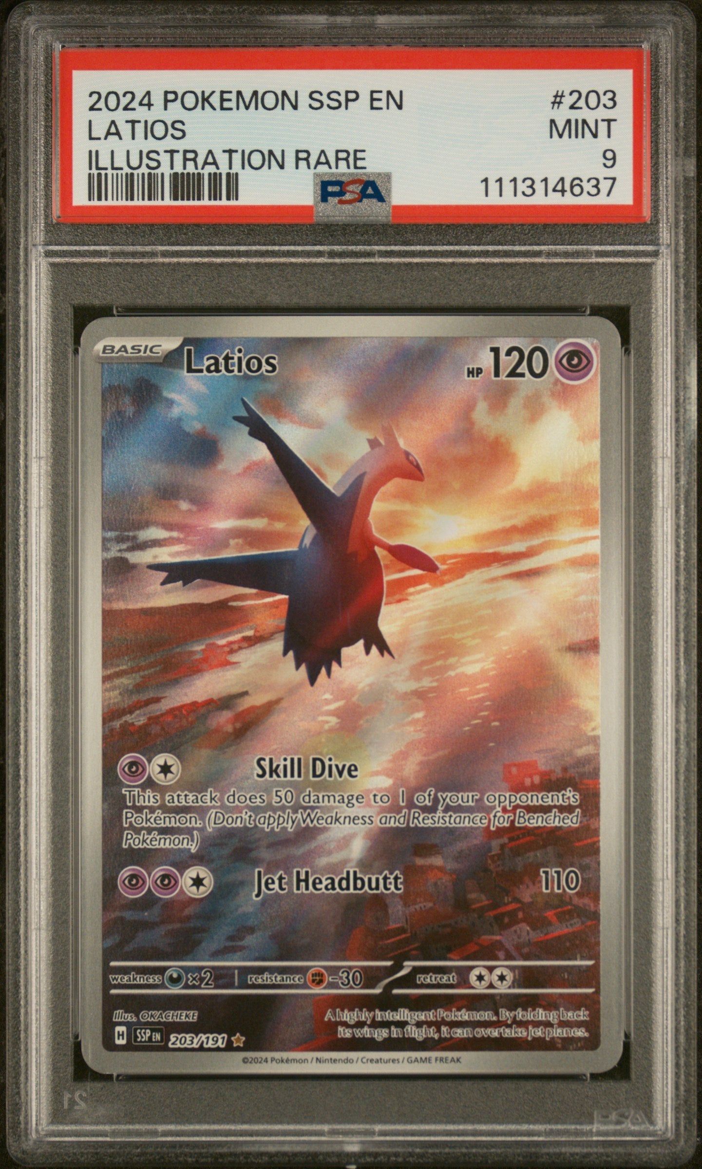 2024 Pokemon Ssp En-Surging Sparks Illustration Rare Latios 9 PSA #203
